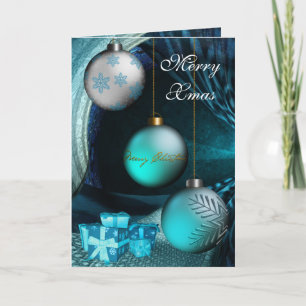 Karte Frohe Weihnachten Jade Blaue Bälle