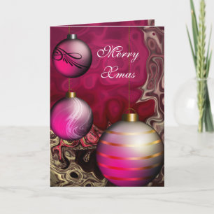 Karte Frohe Weihnachten Pflaume Rosa Kugeln