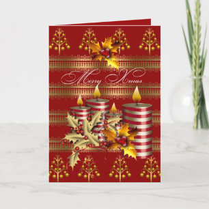 Karte Frohe Weihnachten Rot Gold Weihnachtskerzen