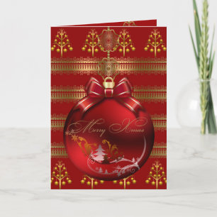 Karte Frohe Weihnachten Rot Gold Weihnachtskugeln