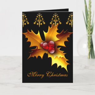Karte Frohe Weihnachten Schwarz Rot Gold Stechpalm