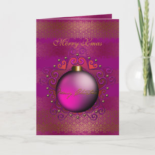 Karte Frohe Weihnachten Tiefes Pflaume Rosa Edelst