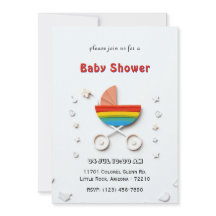 Karte für Baby-Einweihungsfeier mit Regenbogen-Kin