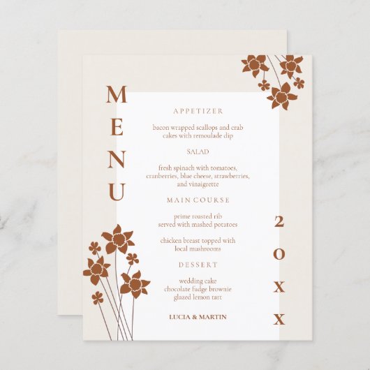 Karte für das blumengeschmückte Abendessen im Herb (Vorne/Hinten)