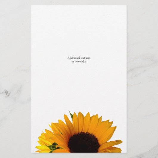 Karte für das Hochzeitsessen bei Sonnenblumen (Rückseite)