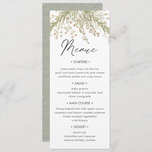 Karte für das Hochzeitsessen im Magischen Wald (Vorne/Hinten)