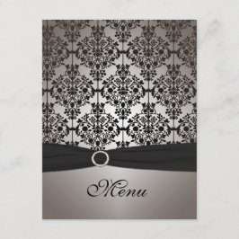 Karte für das Hochzeitsmenü von Grau und Schwarz
