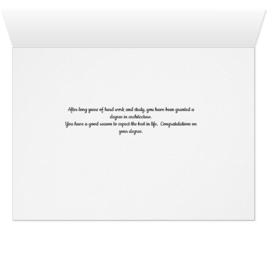 Karte für den Abschluss in Architektur (Innenansicht Horizontal (Unten))