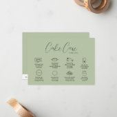 Karte für die grüne Cake Care-Anleitung (Vorderseite/Rückseite Beispiel)