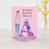 Karte für die Prüfung mit einem "A" (Gelbe Blume)