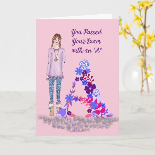 Karte für die Prüfung mit einem "A" (Gelbe Blume)