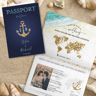 Karte für die tropische Hochzeit in Urlaubsort
