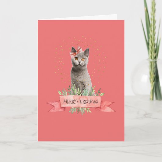 Karte für Geschenk Weihnachts-Kitten für Kind (Vorderseite)