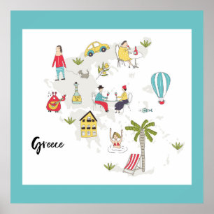 Karte für Griechenland Poster