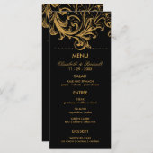 Karte für Hochzeiten in Schwarz und Gold (Vorne/Hinten)