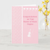 Karte für Master of Music Degree in Rosa (Gelbe Blume)