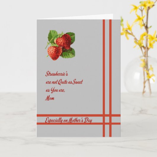 Karte für Muttertag mit Erdbeeren (Gelbe Blume)