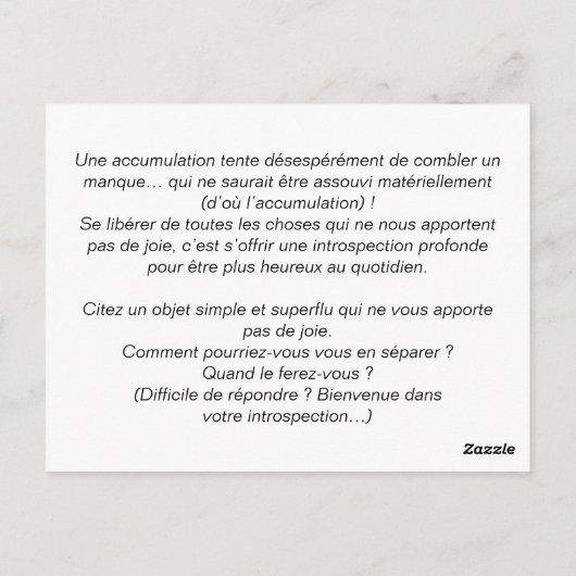 Karte für Reiseunterricht: Japanischer Minimalismu (Rückseite)