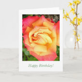 Karte - Gelbe orange Rose, Happy Birthday! (Gelbe Blume)