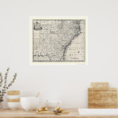 Karte Georgiens und Carolinas von Bowen 1752 Poster (Küche)