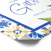 Karte & Geschenke Blue Tiles Lemons Brautparty Sig Poster (Ecke)