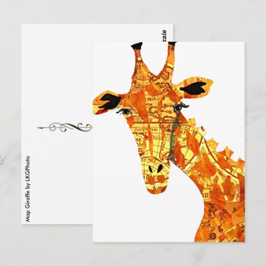 Karte Giraffe Postkarte (Vorne/Hinten)