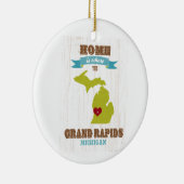 Karte Grand Rapids, Michigan - Zuhause ist wo Keramik Ornament (Rechts)