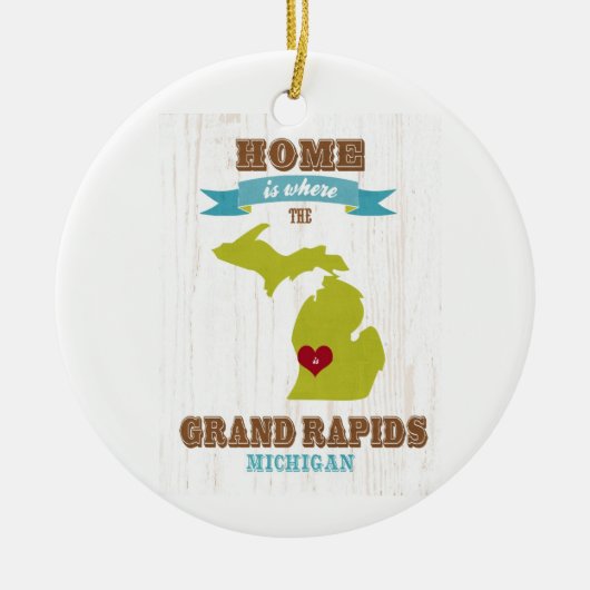 Karte Grand Rapids, Michigan - Zuhause ist wo Keramik Ornament (Vorne)