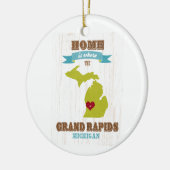 Karte Grand Rapids, Michigan - Zuhause ist wo Keramik Ornament (Links)