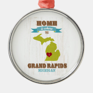 Karte Grand Rapids, Michigan - Zuhause ist wo Ornament Aus Metall