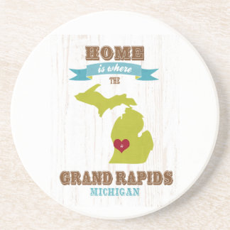 Karte Grand Rapids, Michigan - Zuhause ist wo Sandstein Untersetzer