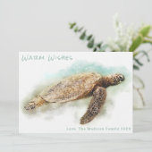 KARTE "GREEN SEA TURTLE CHRISTMAS" | Warme Wünsche (Stehend Vorderseite)