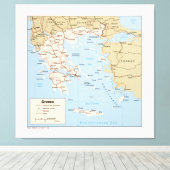 Karte Griechenlands (1984) Leinwanddruck (Insitu (Holzboden))