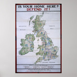 Karte Großbritanniens - Verteidigung Poster