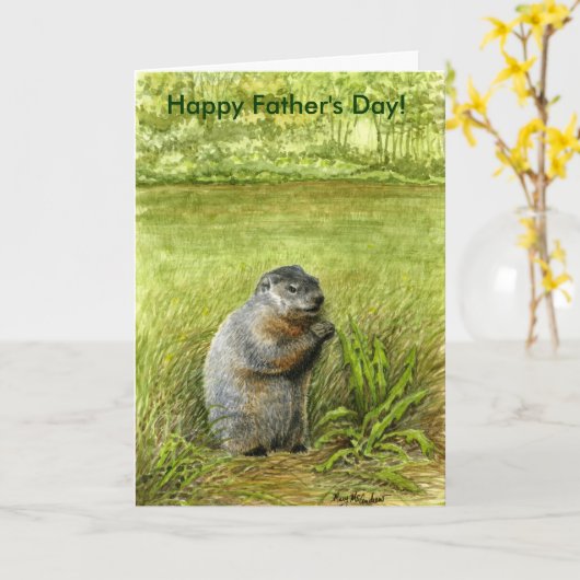 Karte groundhog der Vatertag (Gelbe Blume)