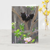 Karte, Gruß - Katze in Zweigstellen Karte (Gelbe Blume)