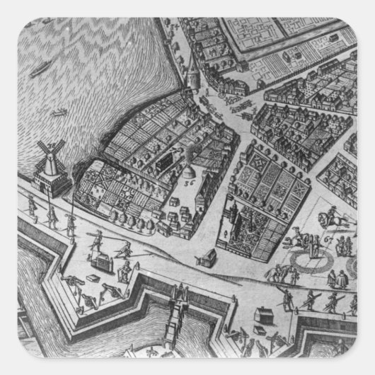 Karte Hamburg Quadratischer Aufkleber (Vorderseite)