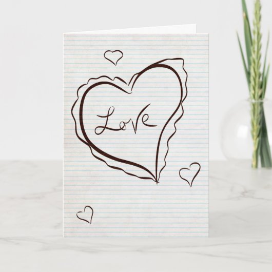 Karte Hand gezeichneten Herzvalentines Tages (Vorderseite)