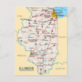 Karte Illinois Reiseziel für Zuhause oder Office (Vorderseite)