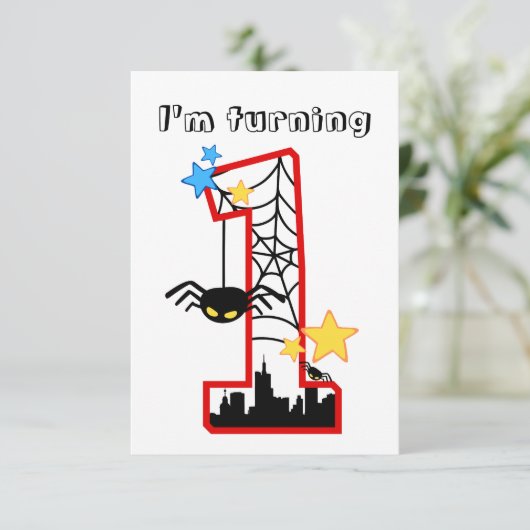 Karte "i'm turning 1" spider (Stehend Vorderseite)