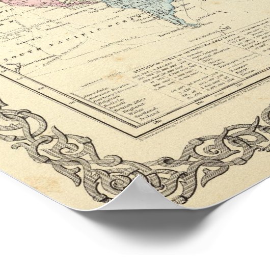 Karte in Farbe der Welt Poster (Ecke)