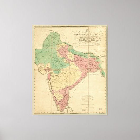 Karte Indiens (1818) Leinwanddruck (Vorderseite)