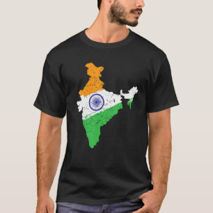 Karte Indiens in Tricolor mit Ashoka Chakra Desi I T-Shirt