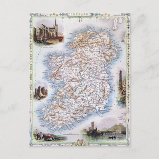Karte: Irland, 1851 Postkarte (Vorderseite)