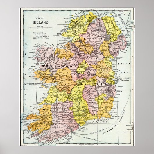 KARTE: IRLAND, c1890 Poster (Vorne)