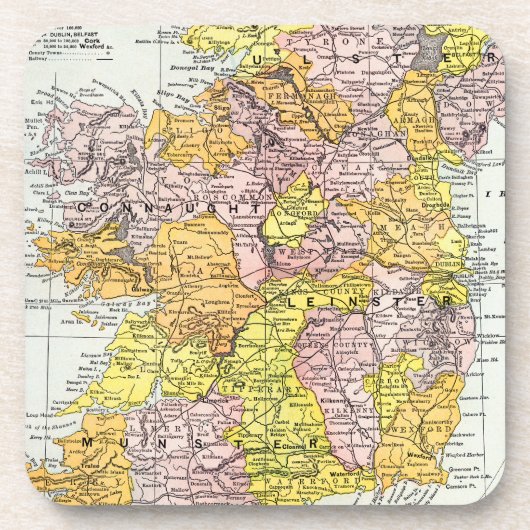 KARTE: IRLAND, c1890 Untersetzer (Vorderseite)