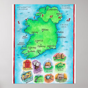 Karte Irlands Poster