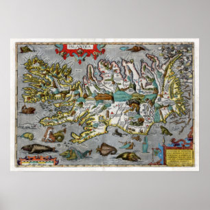 Karte Island 1595 Poster
