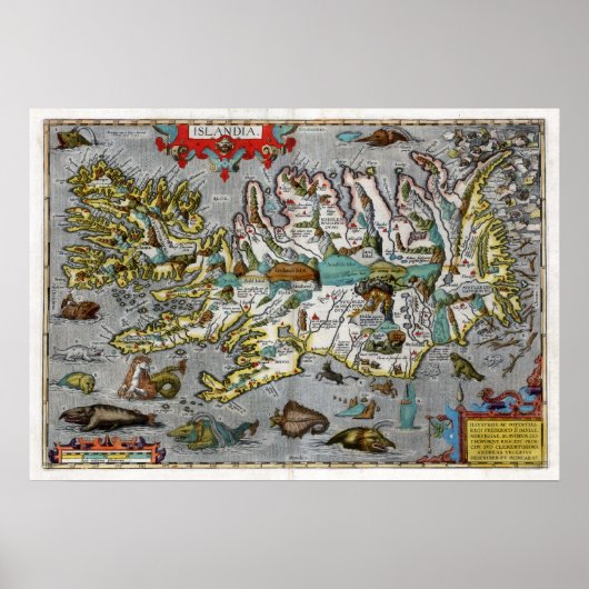 Karte Island 1595 Poster (Vorne)