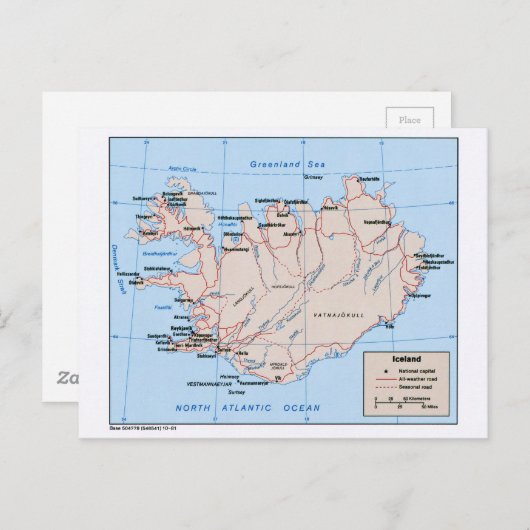 Karte Islands (1981) (Vorne/Hinten)